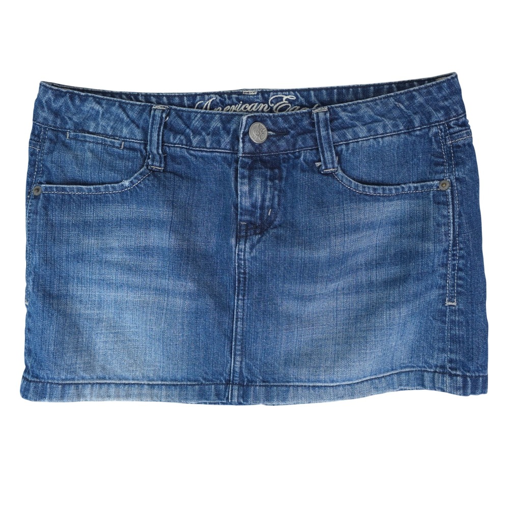 American Eagle Denim Mini Skirt Womens 4 Blue 100% Cotton Y2K Indie Micro Mini